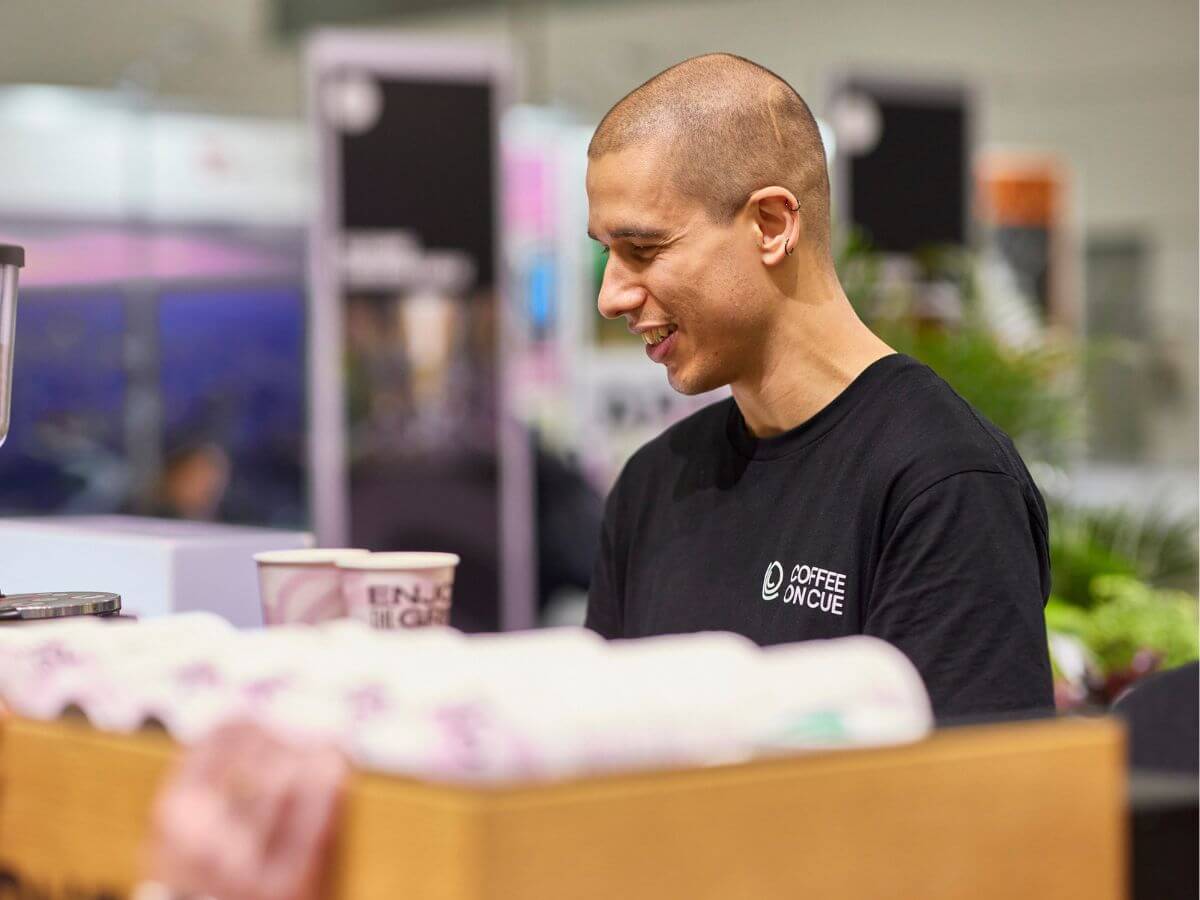 Barista in service on tradeshow stand