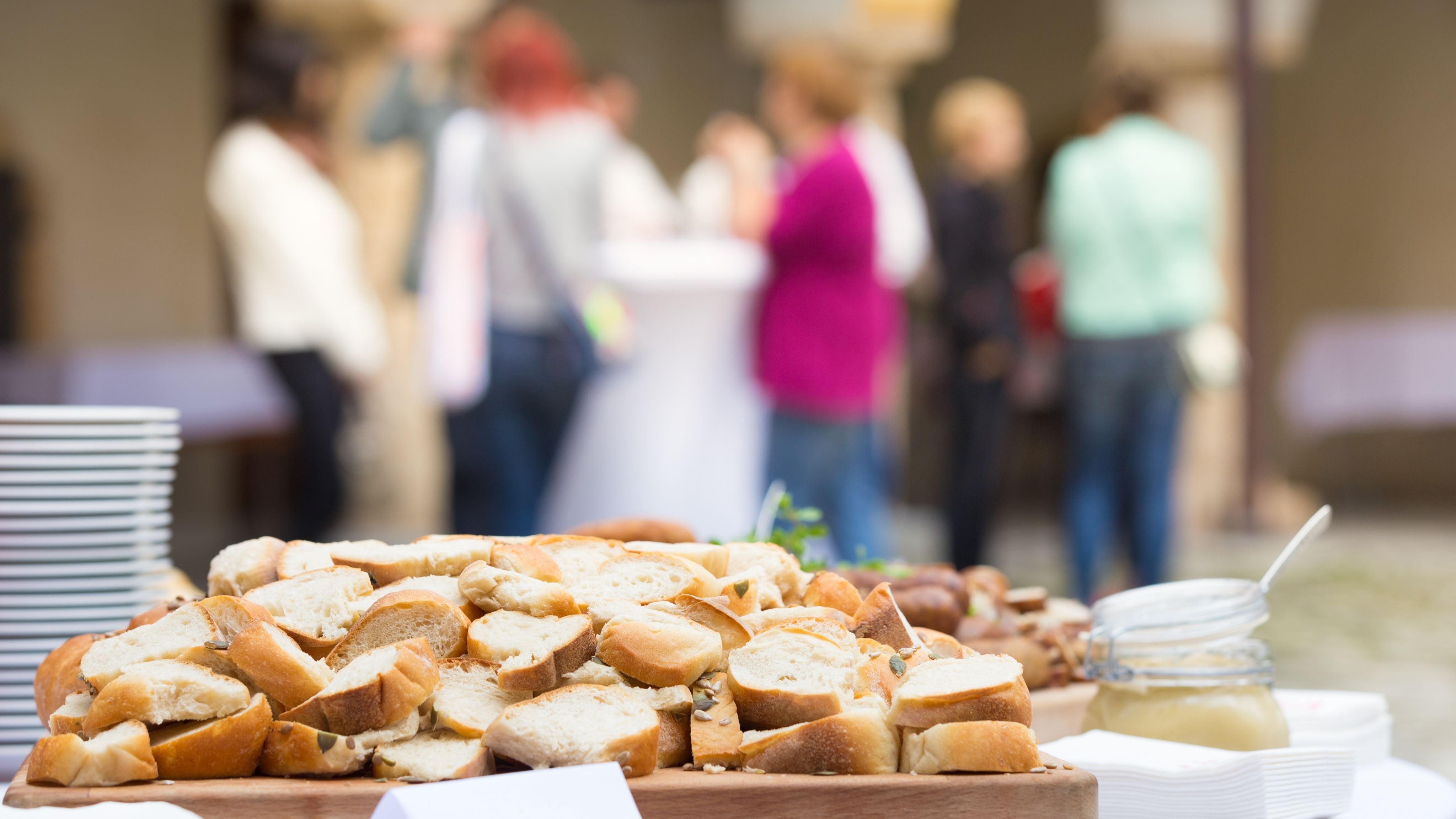 Catering at corporate event with delegates