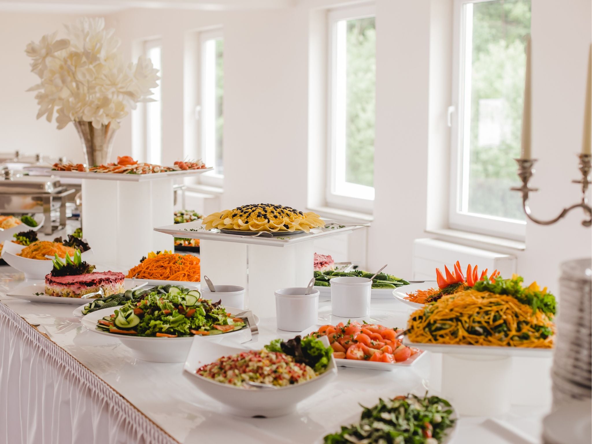 Lunch catering spread at corporate event