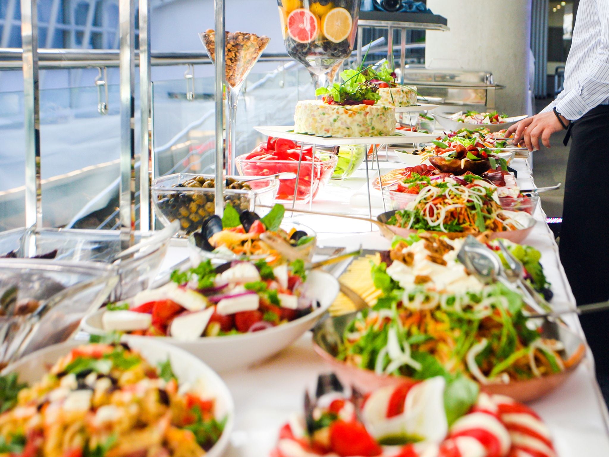 Self-serve catering station at event