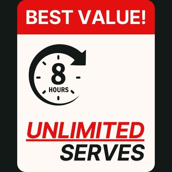 8 hour unlimited serves package