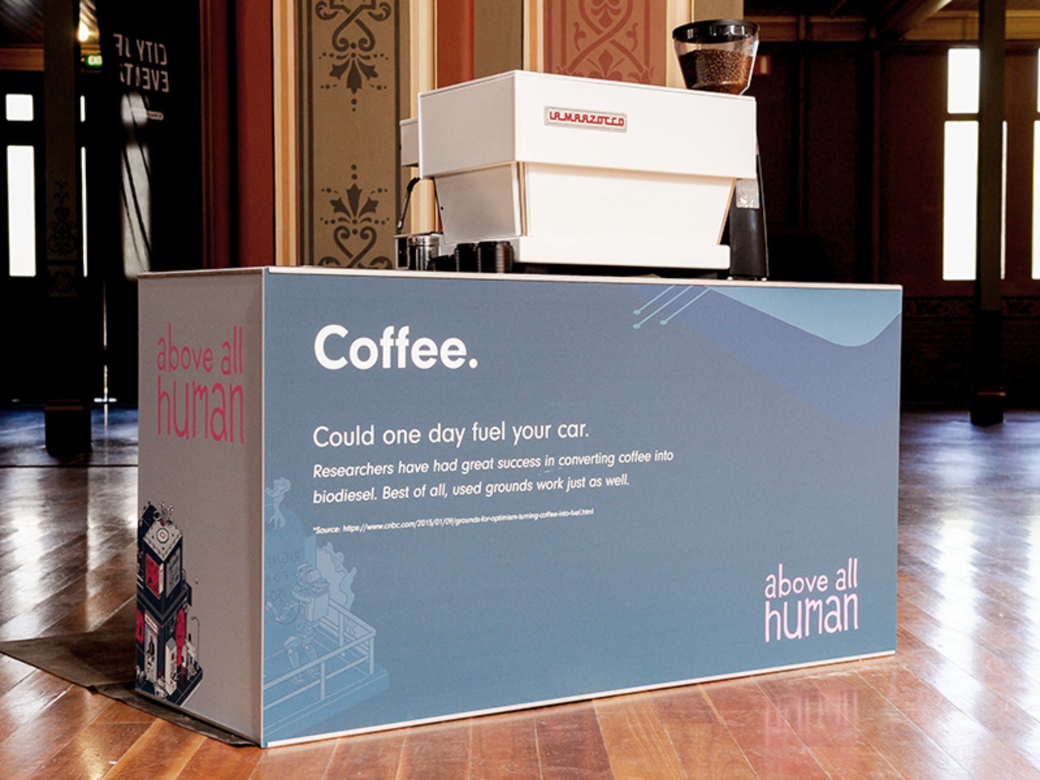 All about human branded coffee cart