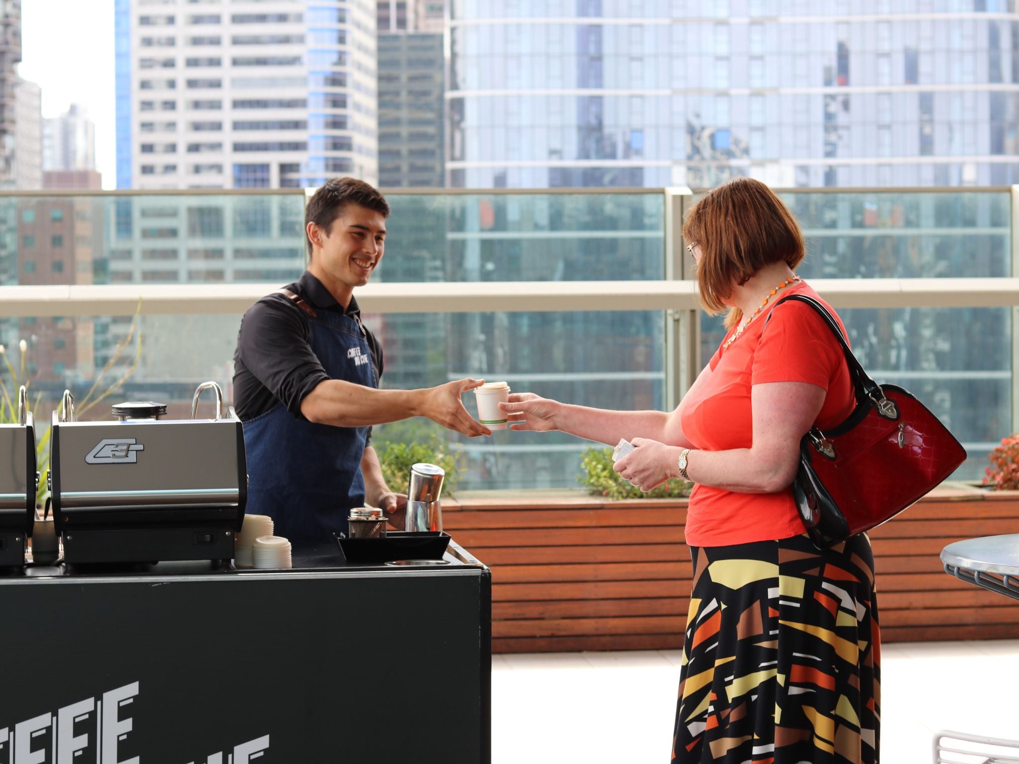 Coffee cart at corporate event