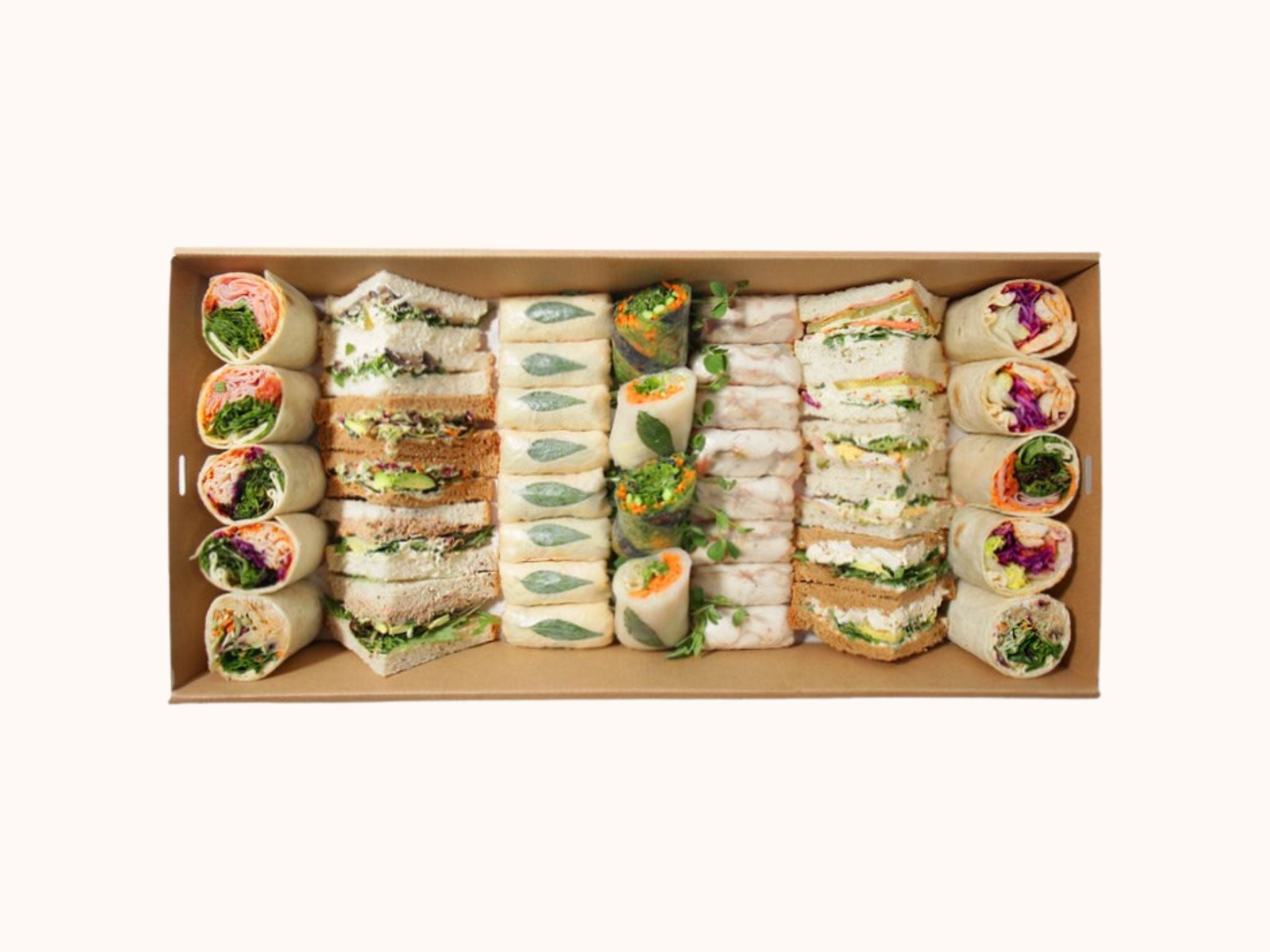 Lunch platter with sandwiches and wraps