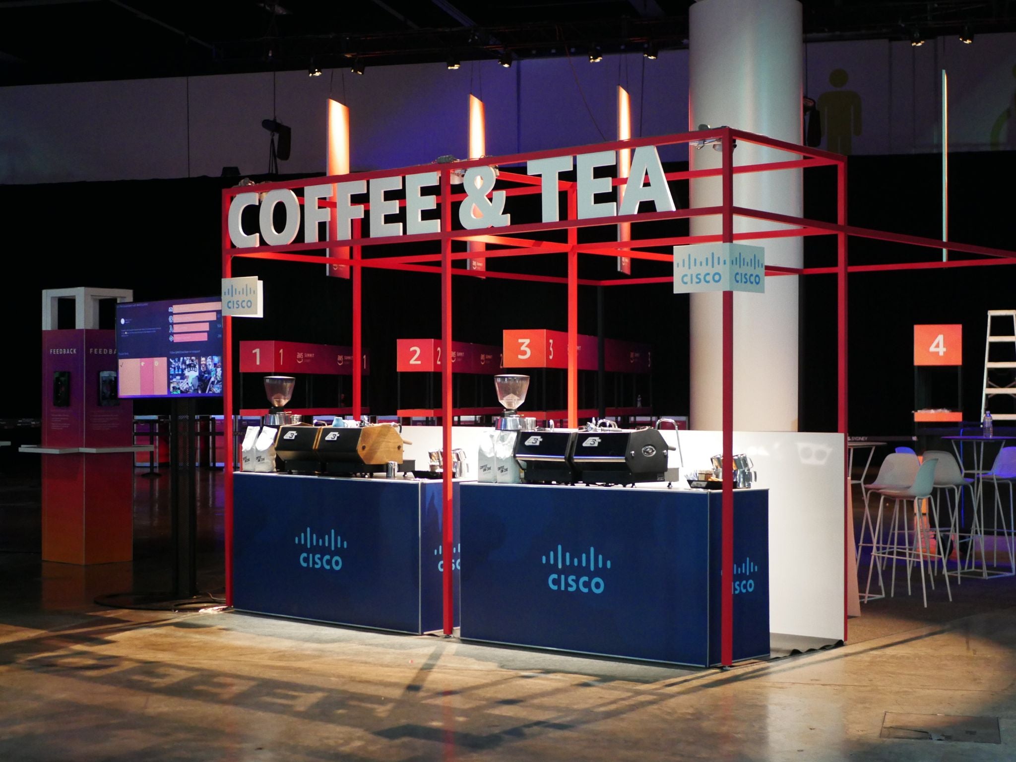 Double coffee cart on show floor