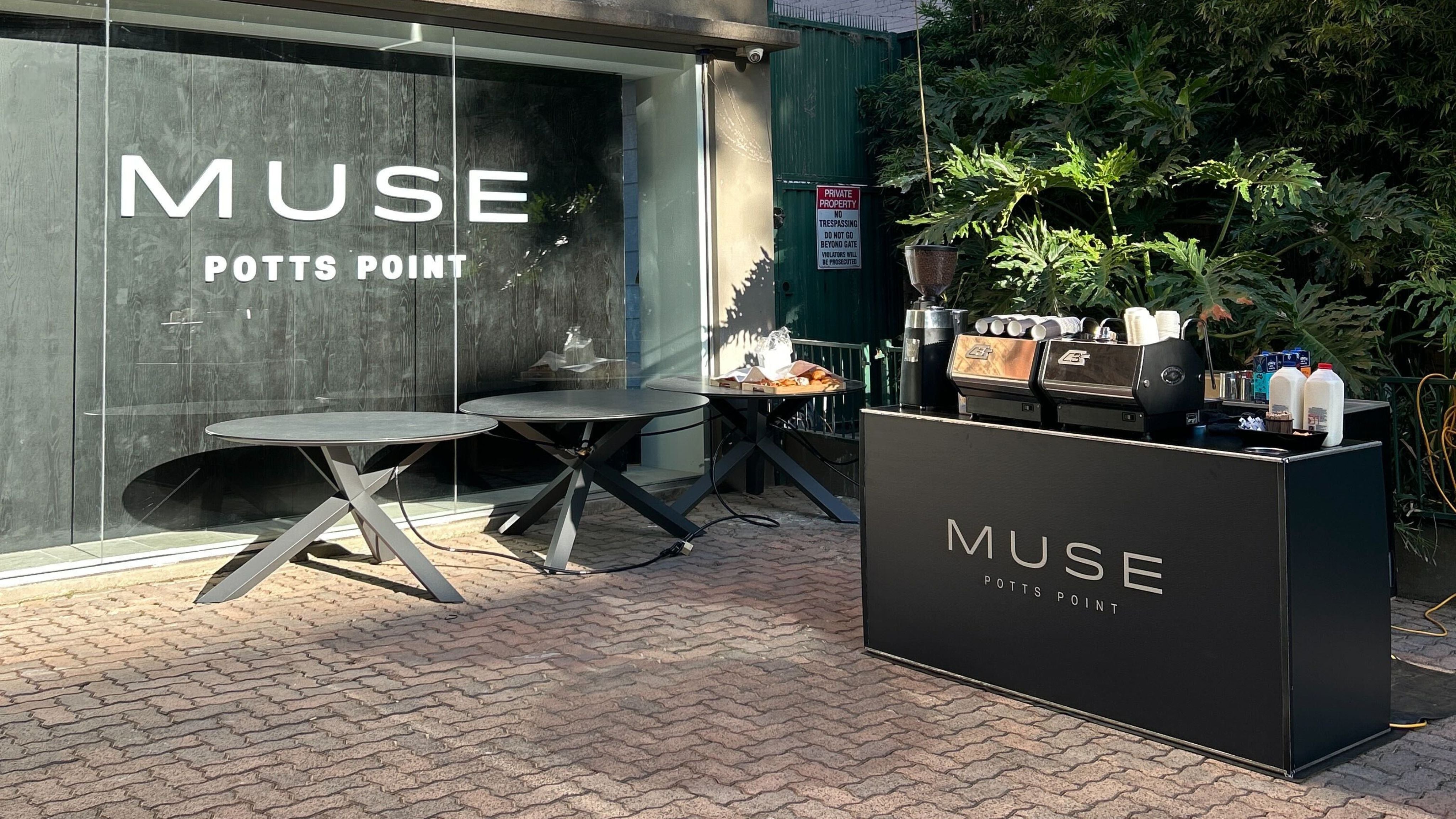 Muse branded coffee cart