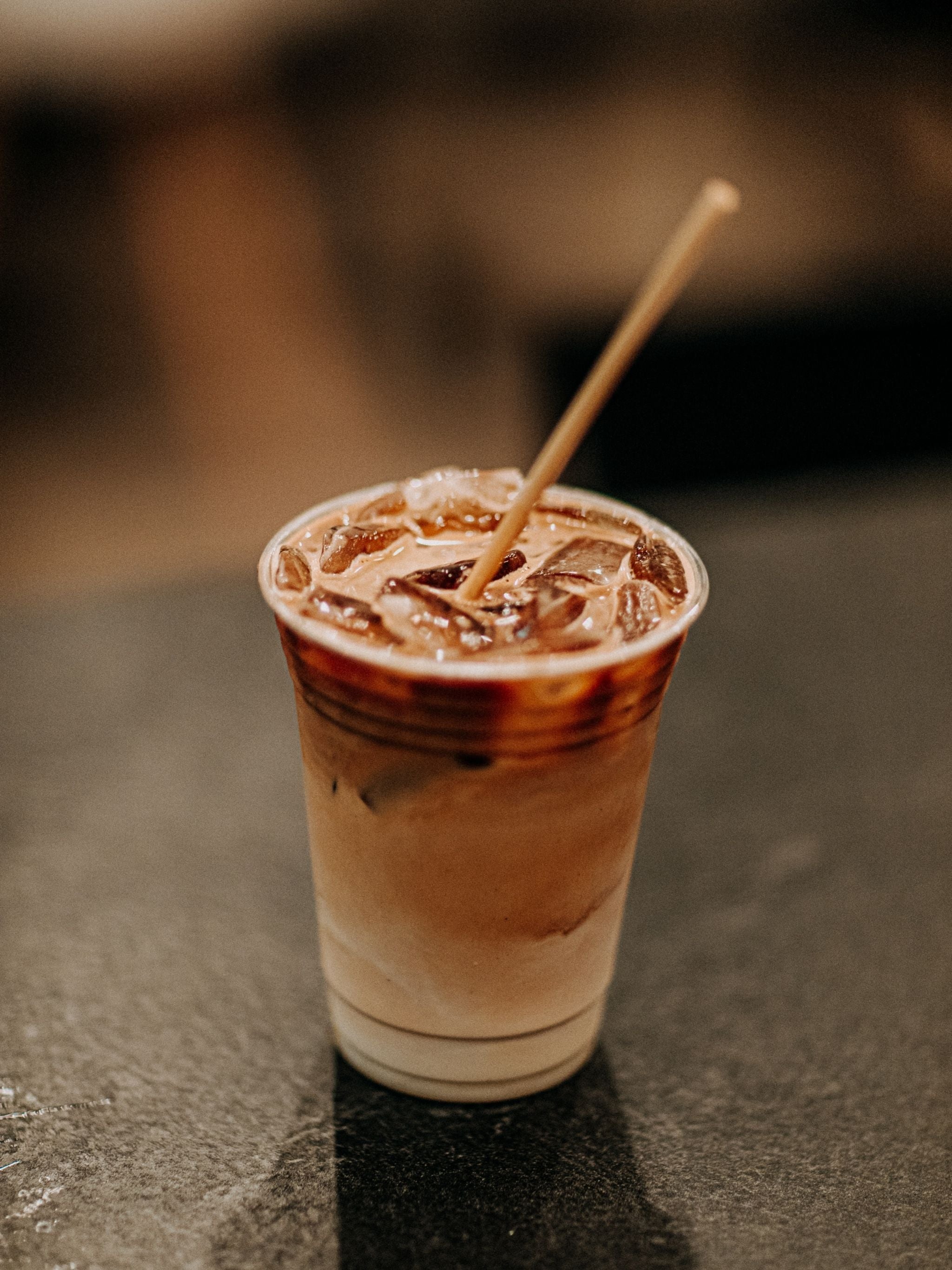 Takeaway cold coffee cups with straw