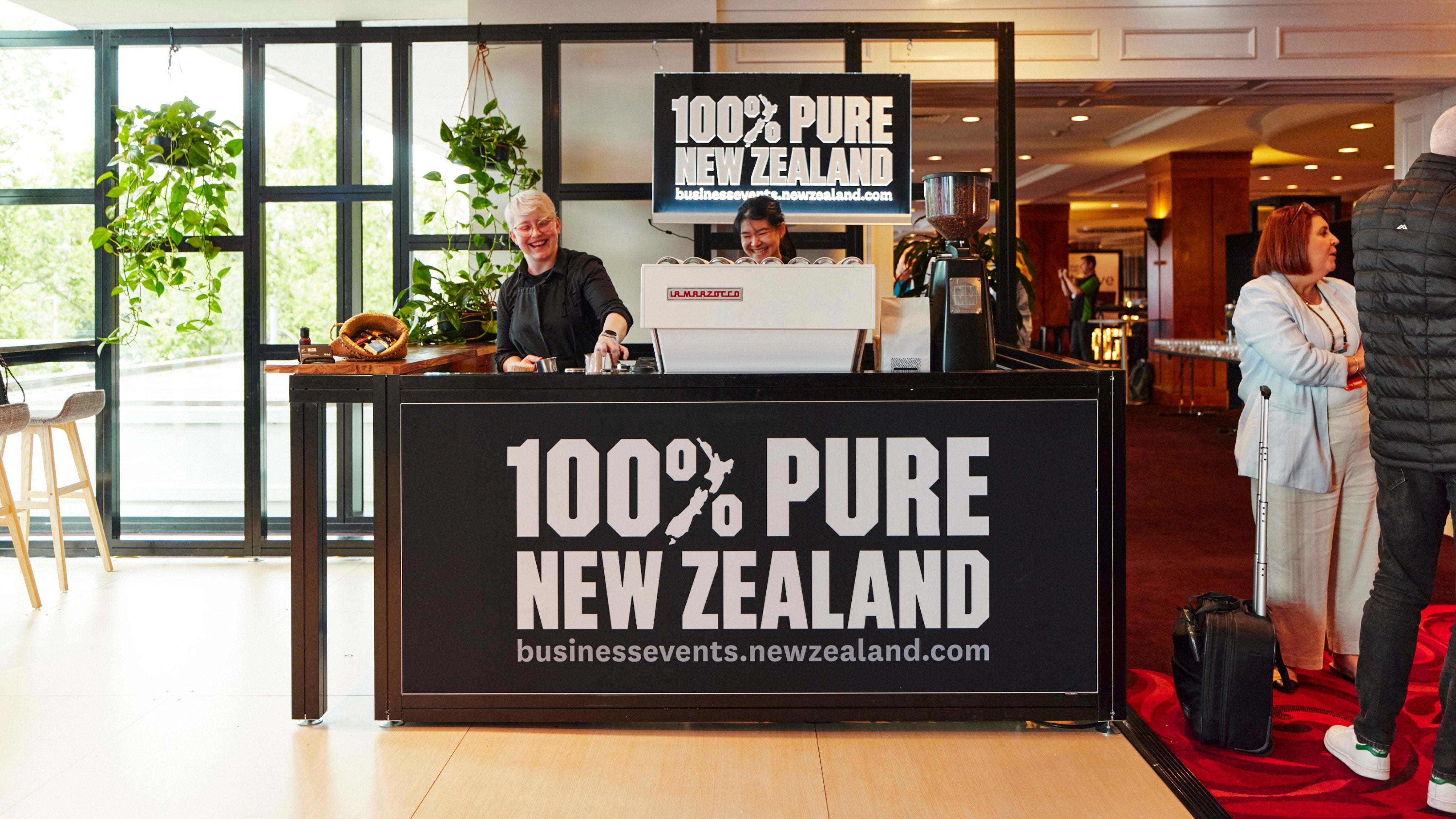 Tourism New Zealand branded coffee cart