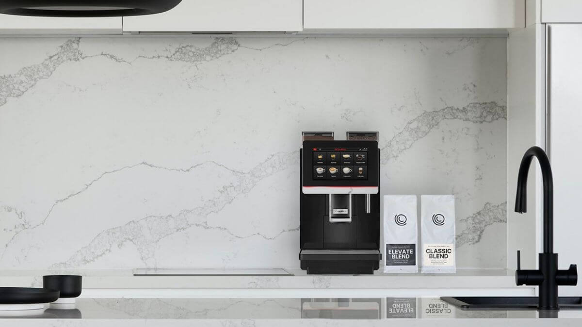 Office kitchen with automatic coffee machine