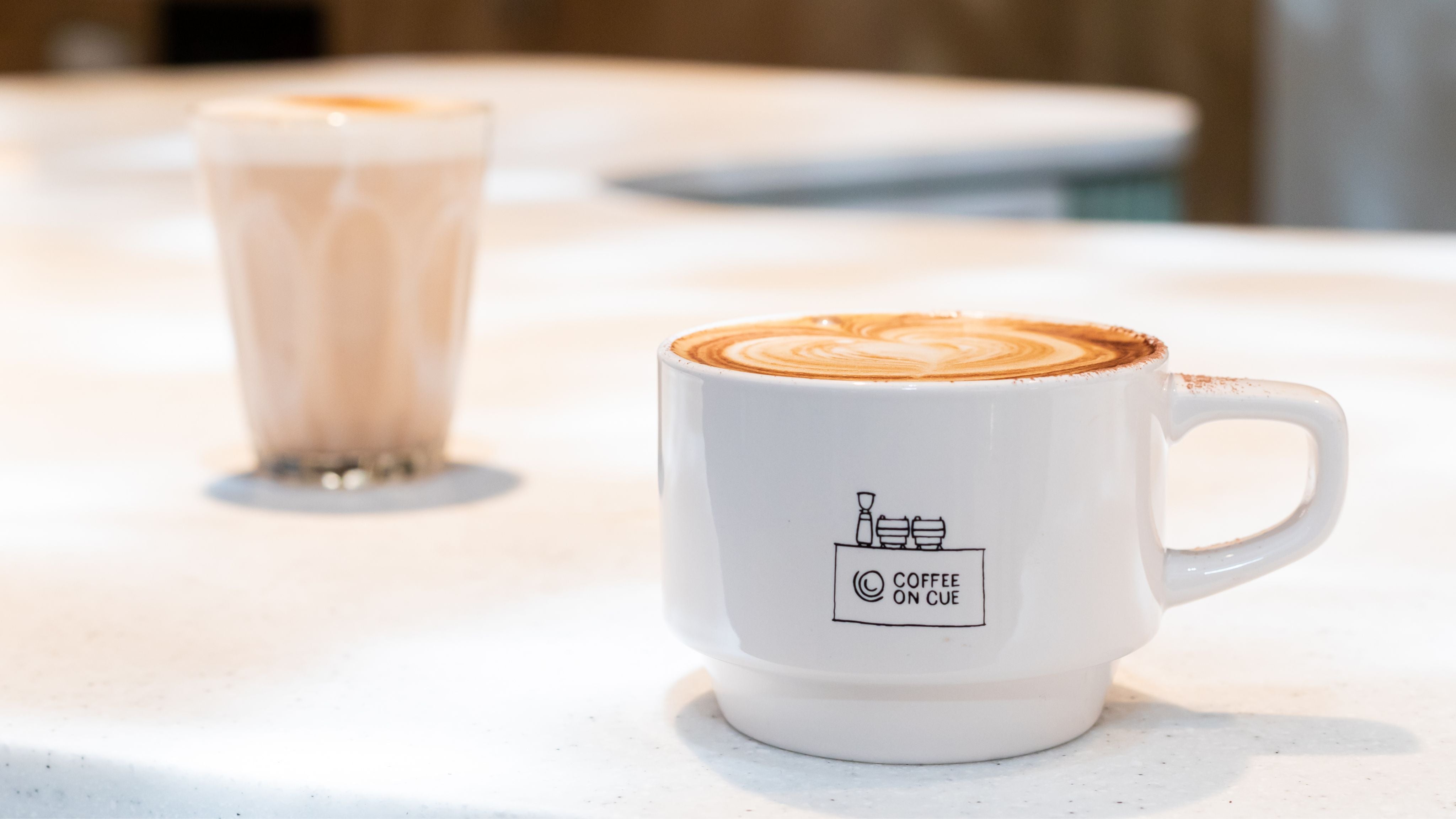 Ceramic coffee on cue mug