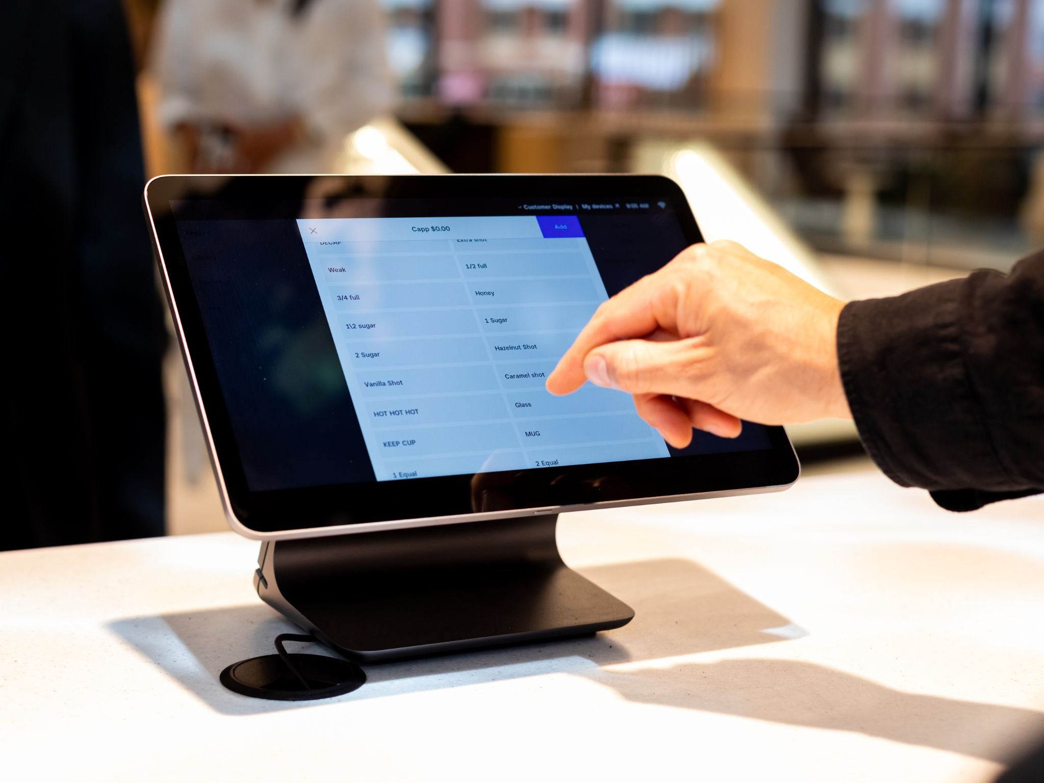 Square pos terminal with menu screen